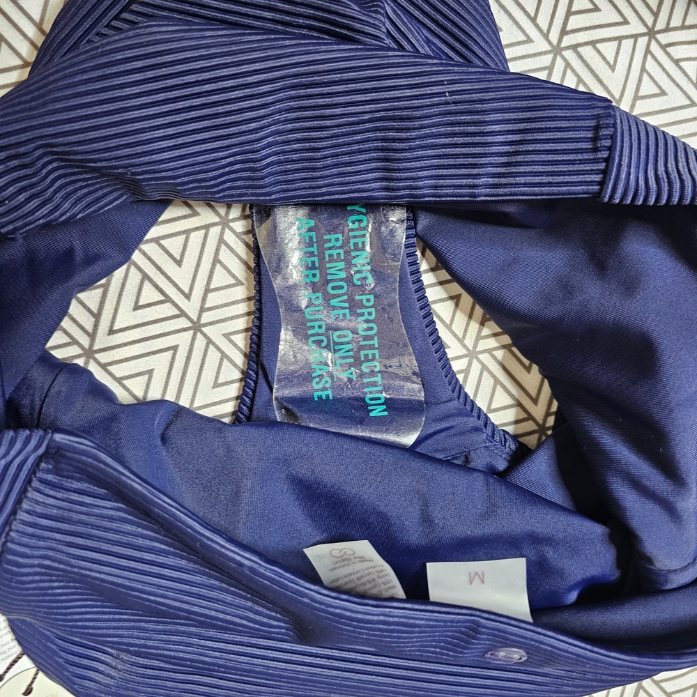 CALIA Womens Opulent Blue Rib High Rise Bikini Set Tummy Control Size M NEW - Picture 10 of 10